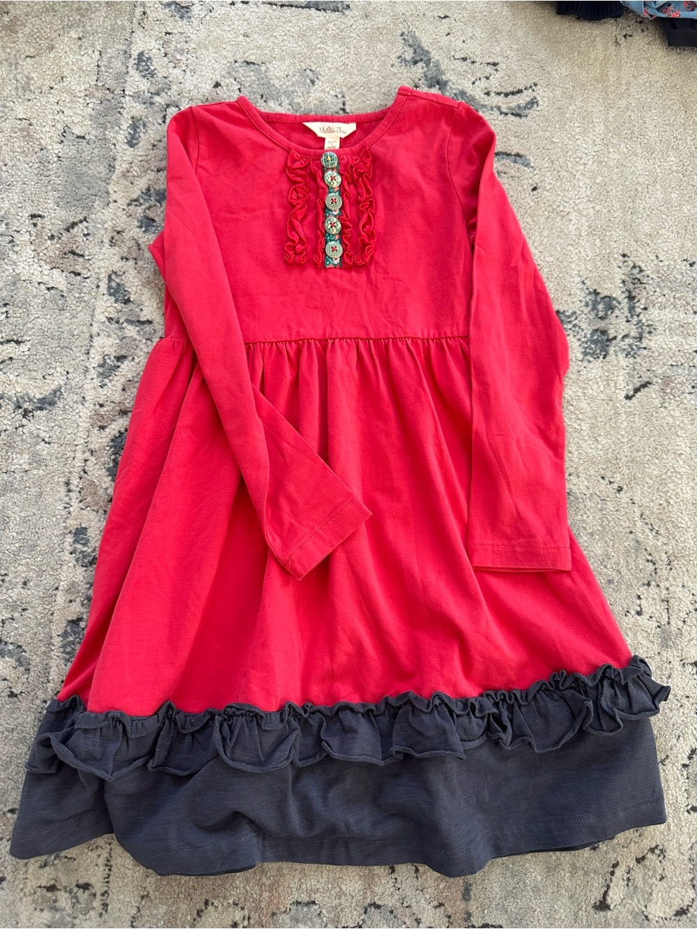 Matilda Jane Red Dress with Black Ruffle Hem
